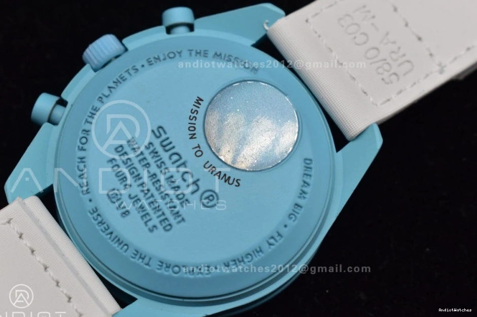 Quartz Nylon Strap Mission Flexible x Bioceramic Uranus to Omega on Swatch Moonwatch 1178 0903